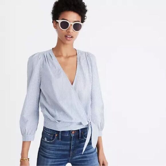 Madewell Striped Wrap Top - Picture 1 of 9